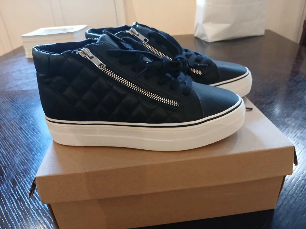 Black Quilted Platform Sneakers
