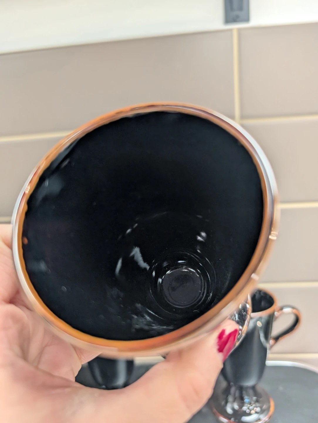 Vintage Black Glass Footed Mugs - Set of 3 - photo 2