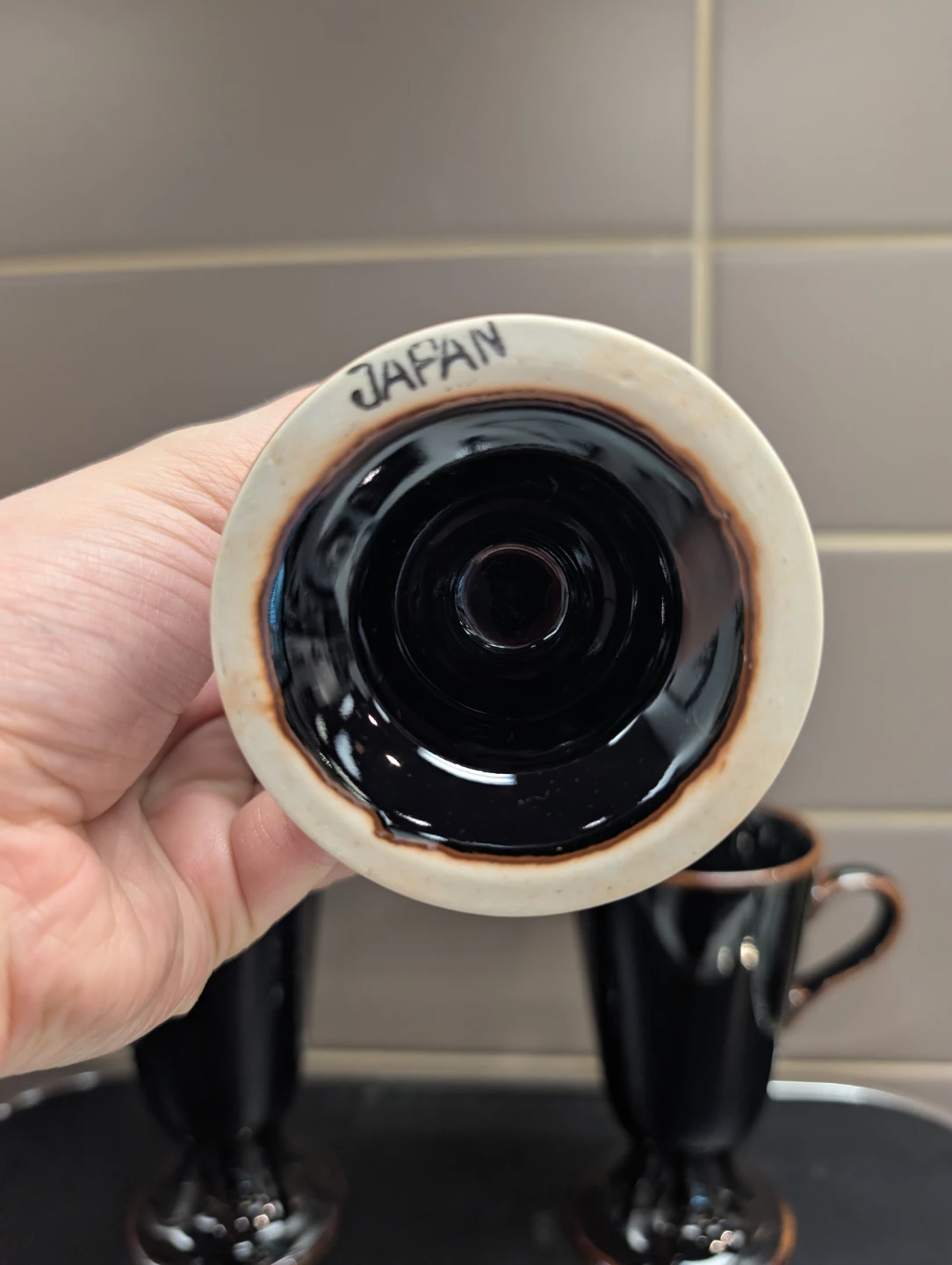 Vintage Black Glass Footed Mugs - Set of 3 - photo 3