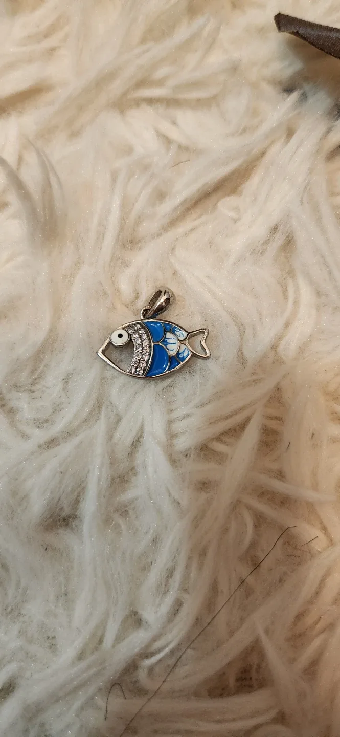 Silver Blue Fish Pendant