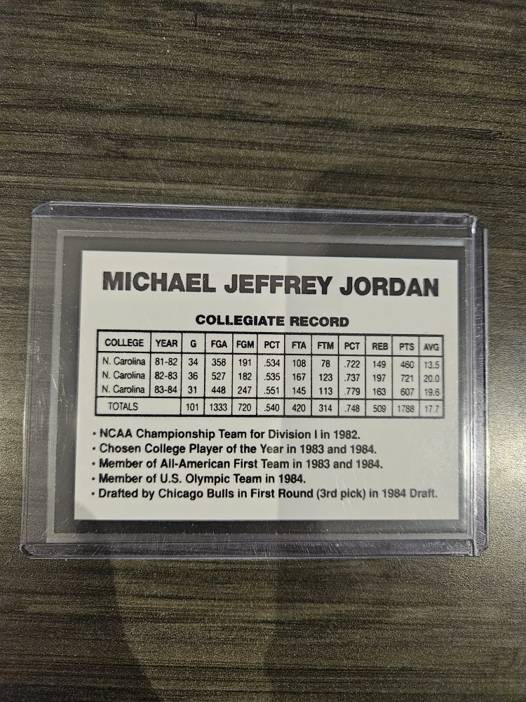Michael Jordan Collegiate Record Card - photo 2