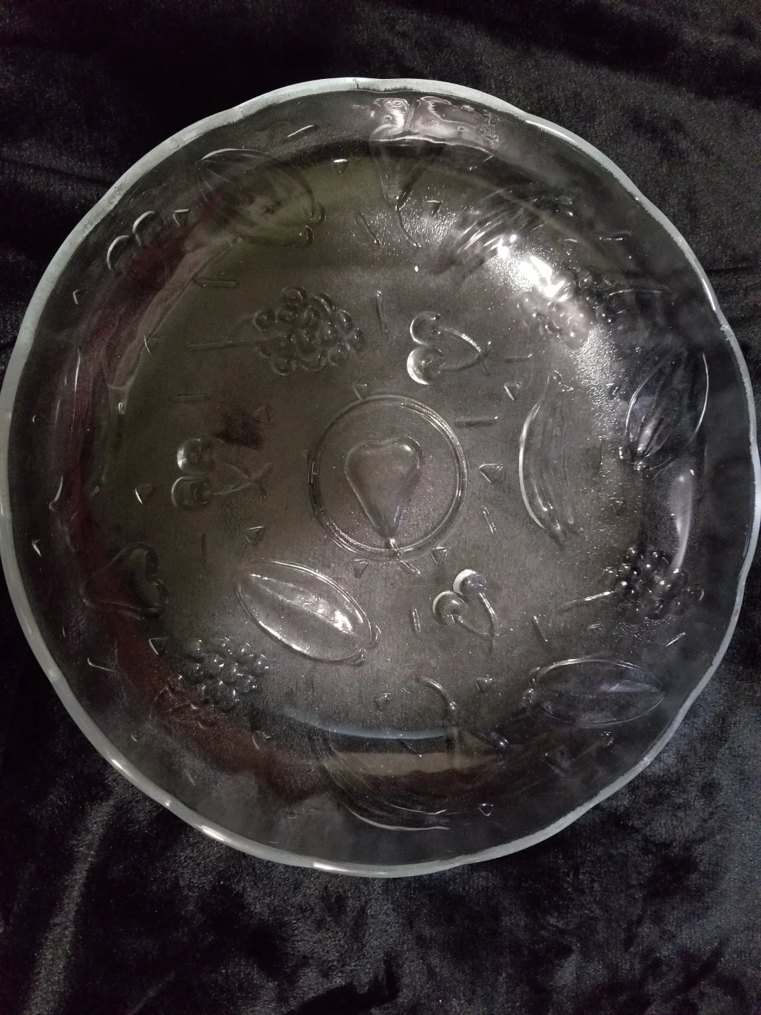 Divided Glass Serving Platter with Rose Design