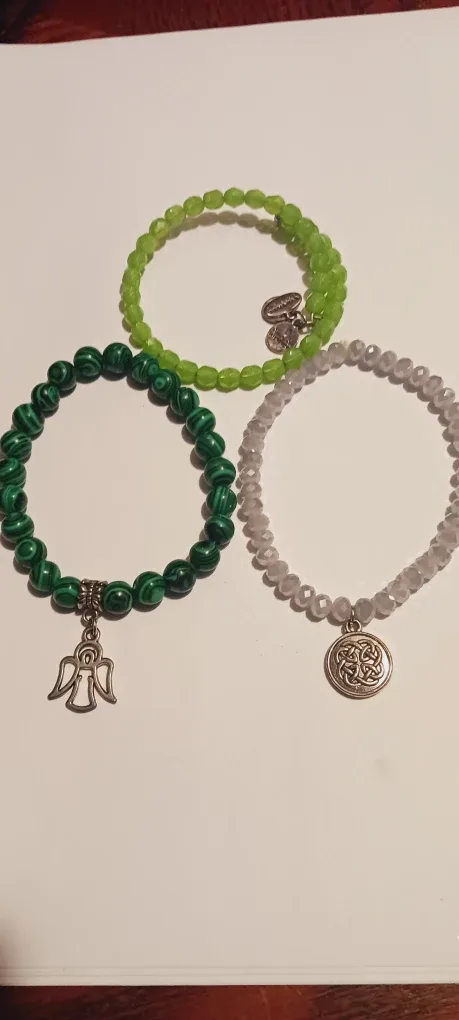 Set of 3 Beaded Bracelets with silver charms