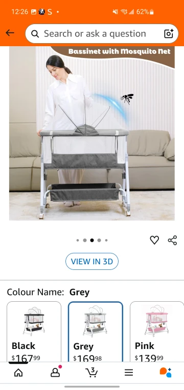 Youluzhen 3-in-1 Bassinet Bedside Sleeper - Grey