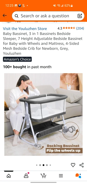 Youluzhen 3-in-1 Bassinet Bedside Sleeper - Grey - photo 2