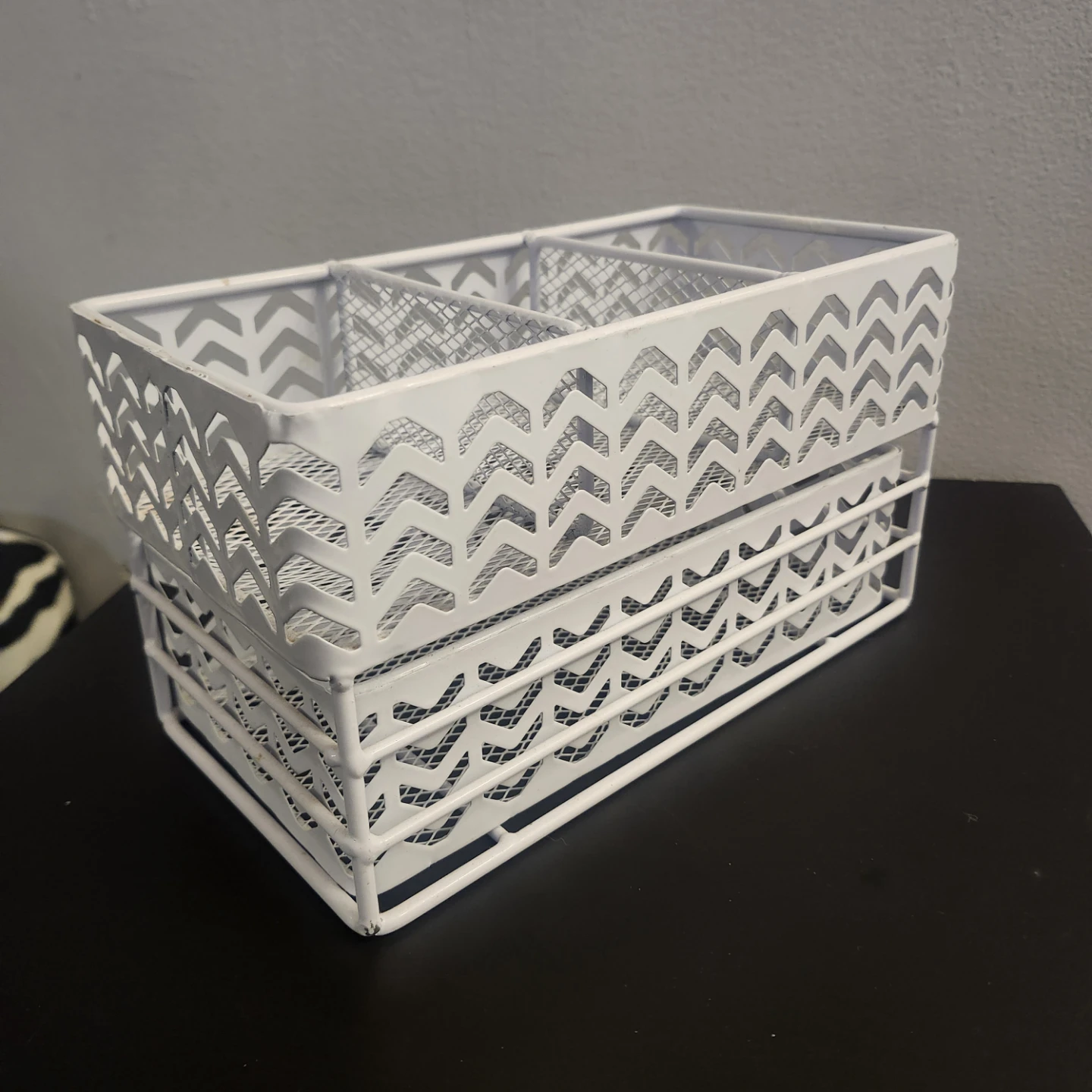 White Metal Desk Organizer with Drawer - photo 4
