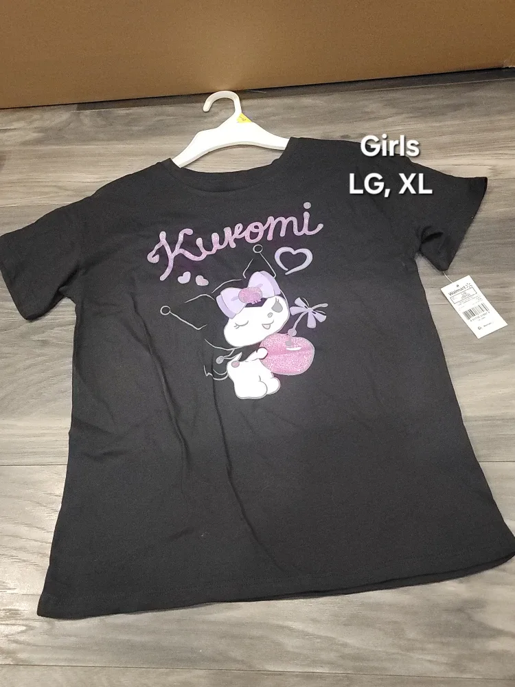 Kuromi Girls' Black T-Shirt LG & XL available
