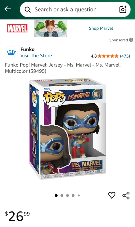 Funko Pop! Marvel: Jersey - Ms. Marvel (59495) image indicator(5)