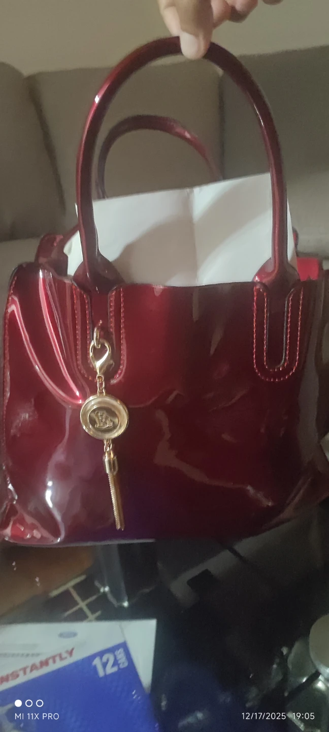 Burgundy Patent Leather Handbag
