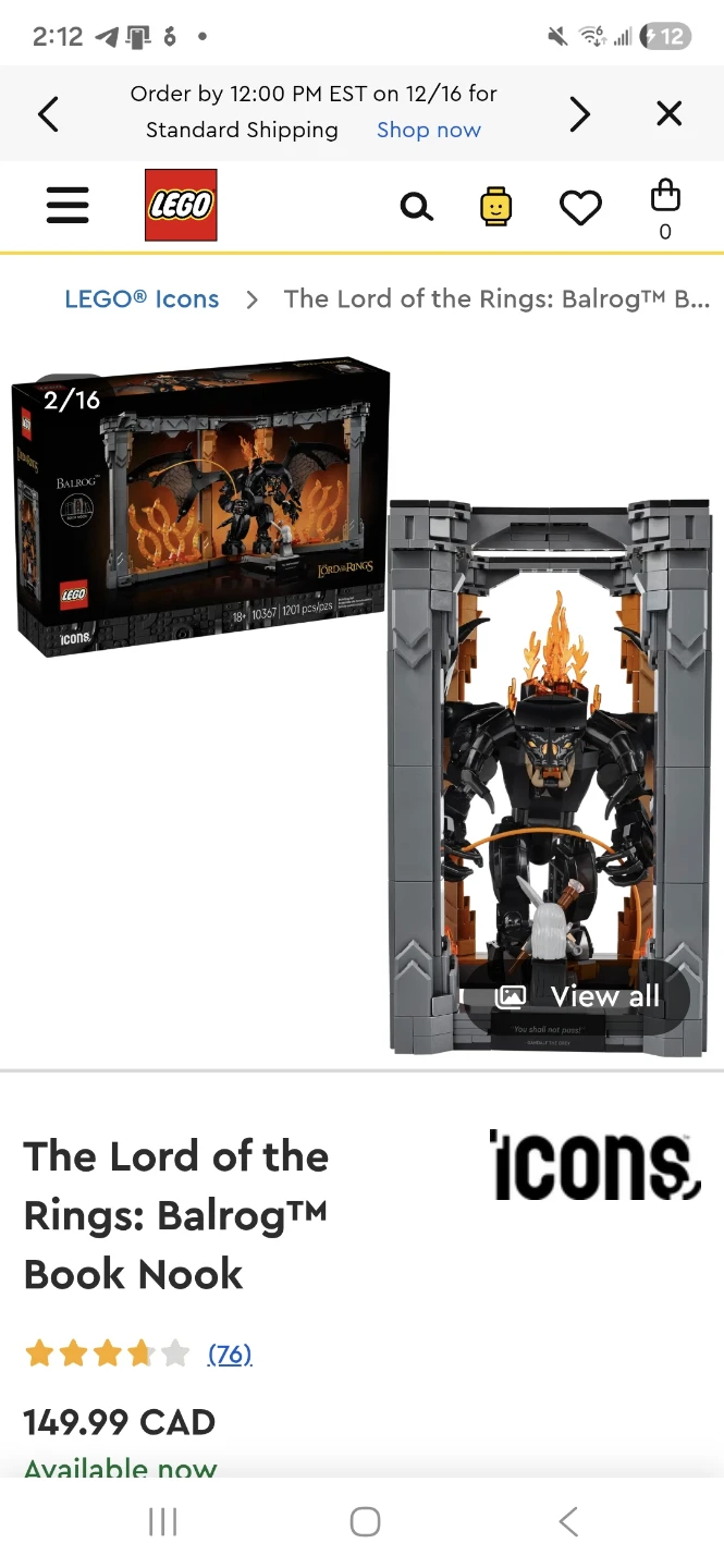LEGO Icons The Lord of the Rings: Balrog Book Nook