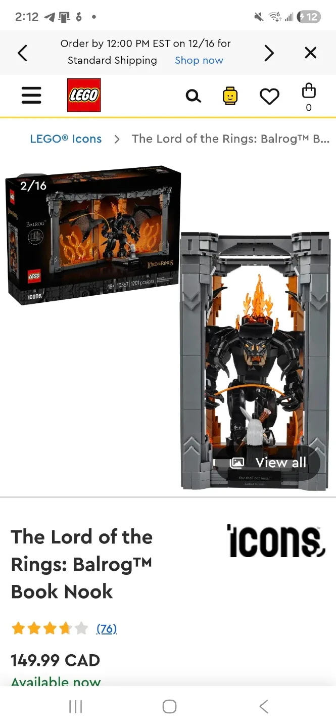 LEGO Icons The Lord of the Rings: Balrog Book Nook