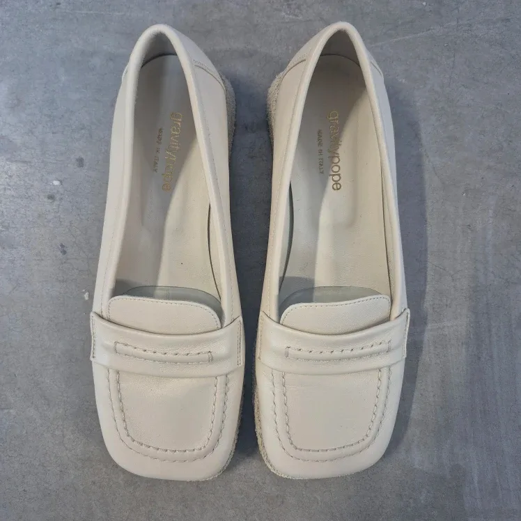 Gravity pope Cream Leather Loafers - Size 37