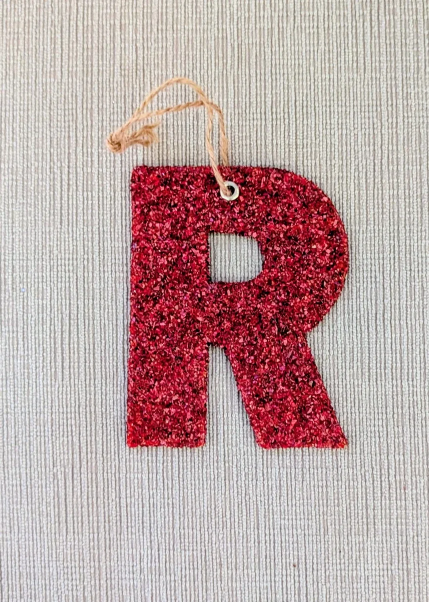 Red Glitter Letter R Ornament
