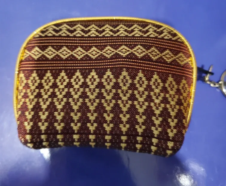 Cute red/gold small coin purse with elephant print image indicator(2)