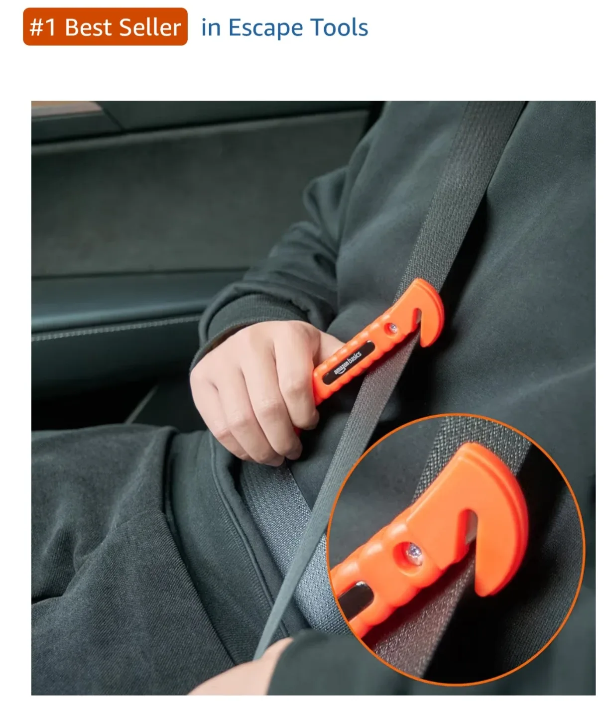 NEW! Amazon Basics Emergency Seat Belt Cutter & Window Hammer! image indicator(2)