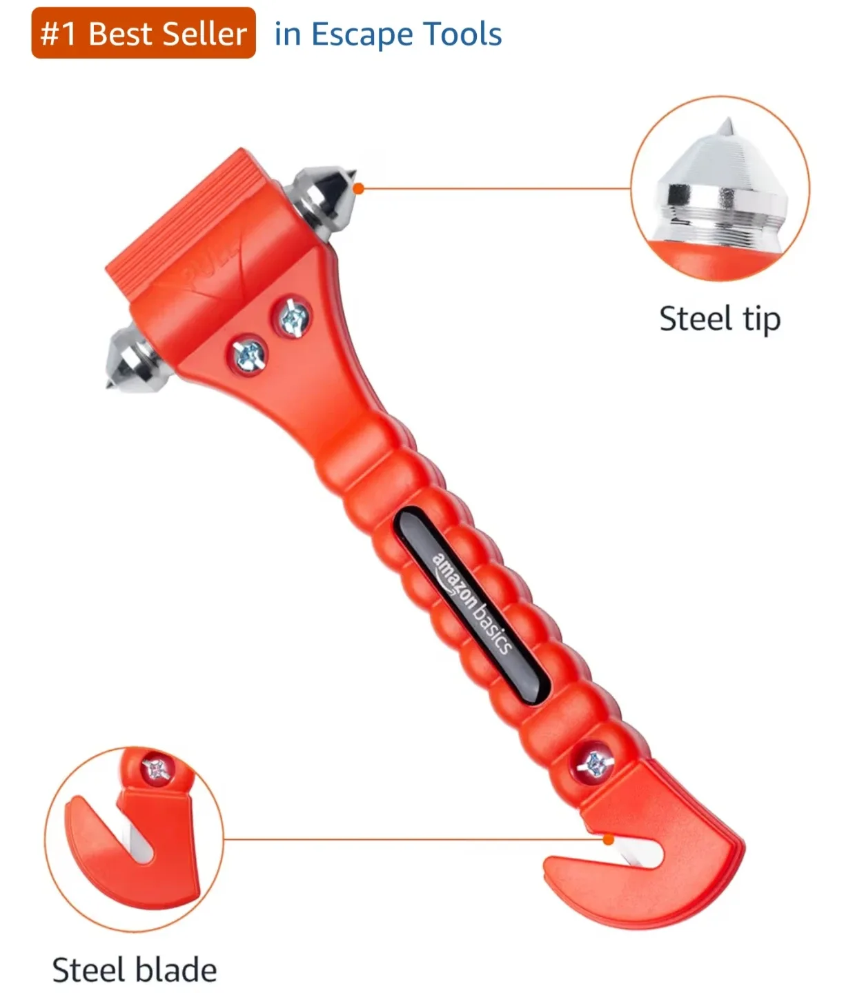 NEW! Amazon Basics Emergency Seat Belt Cutter & Window Hammer! image indicator(3)