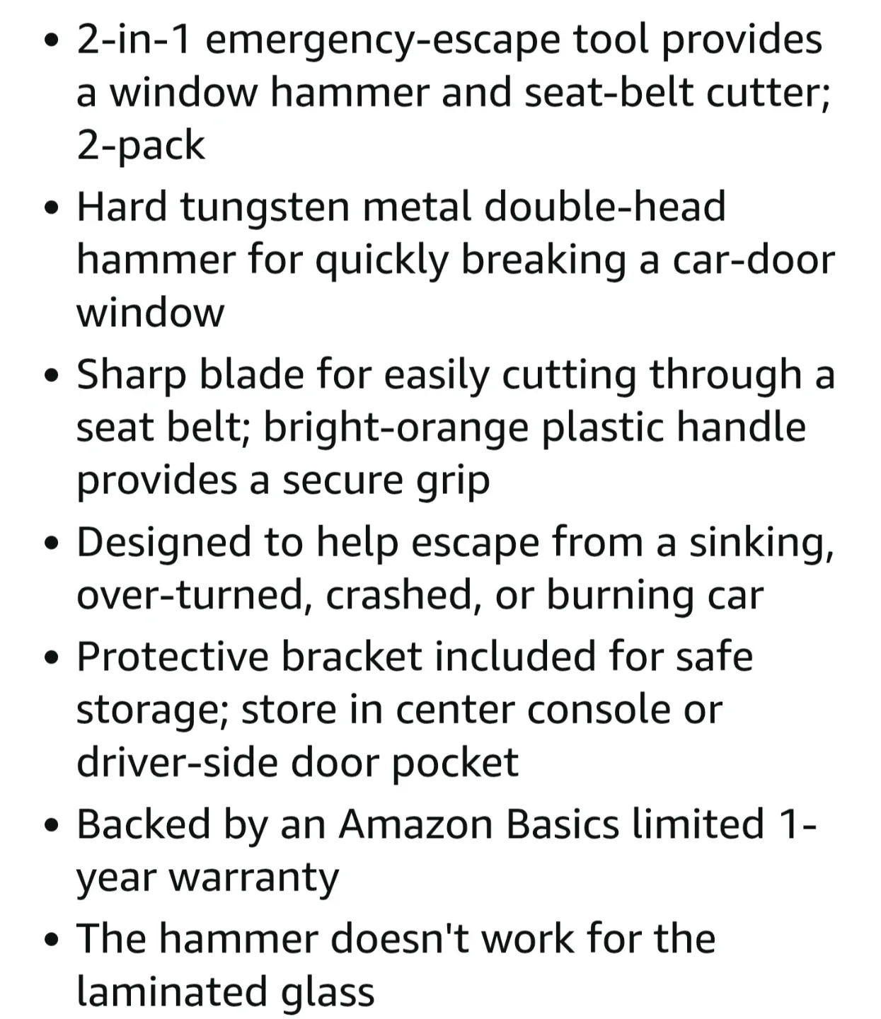 NEW! Amazon Basics Emergency Seat Belt Cutter & Window Hammer! image indicator(6)