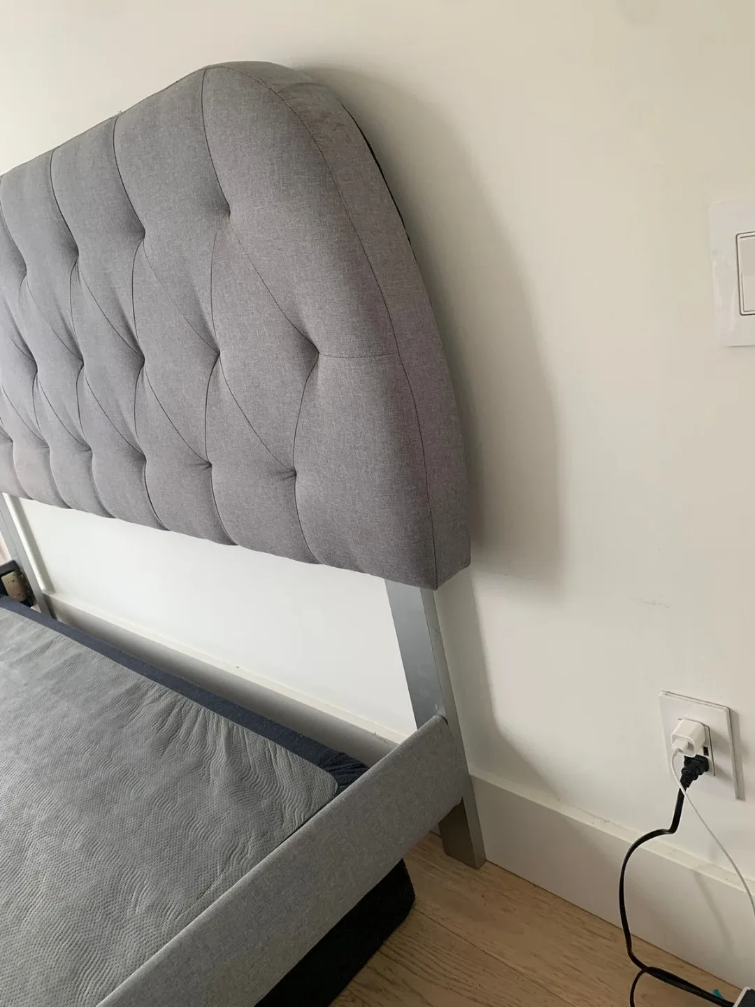 Grey Upholstered Platform Bed Frame image indicator(2)