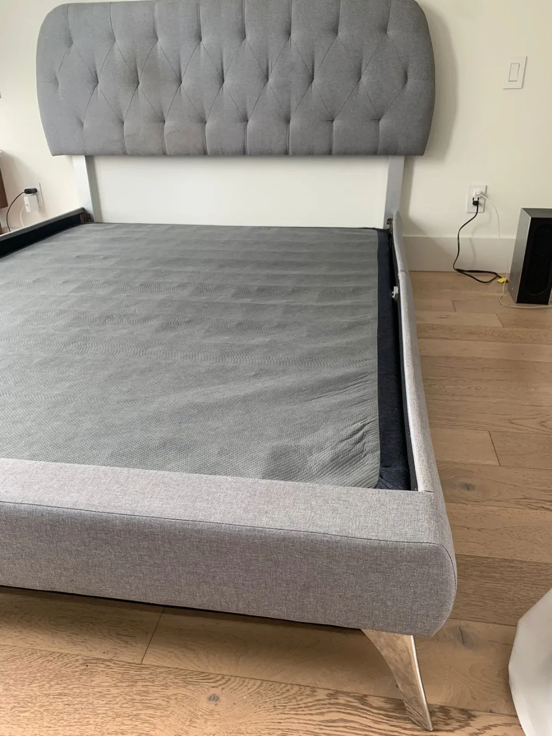 Grey Upholstered Platform Bed Frame image indicator(3)