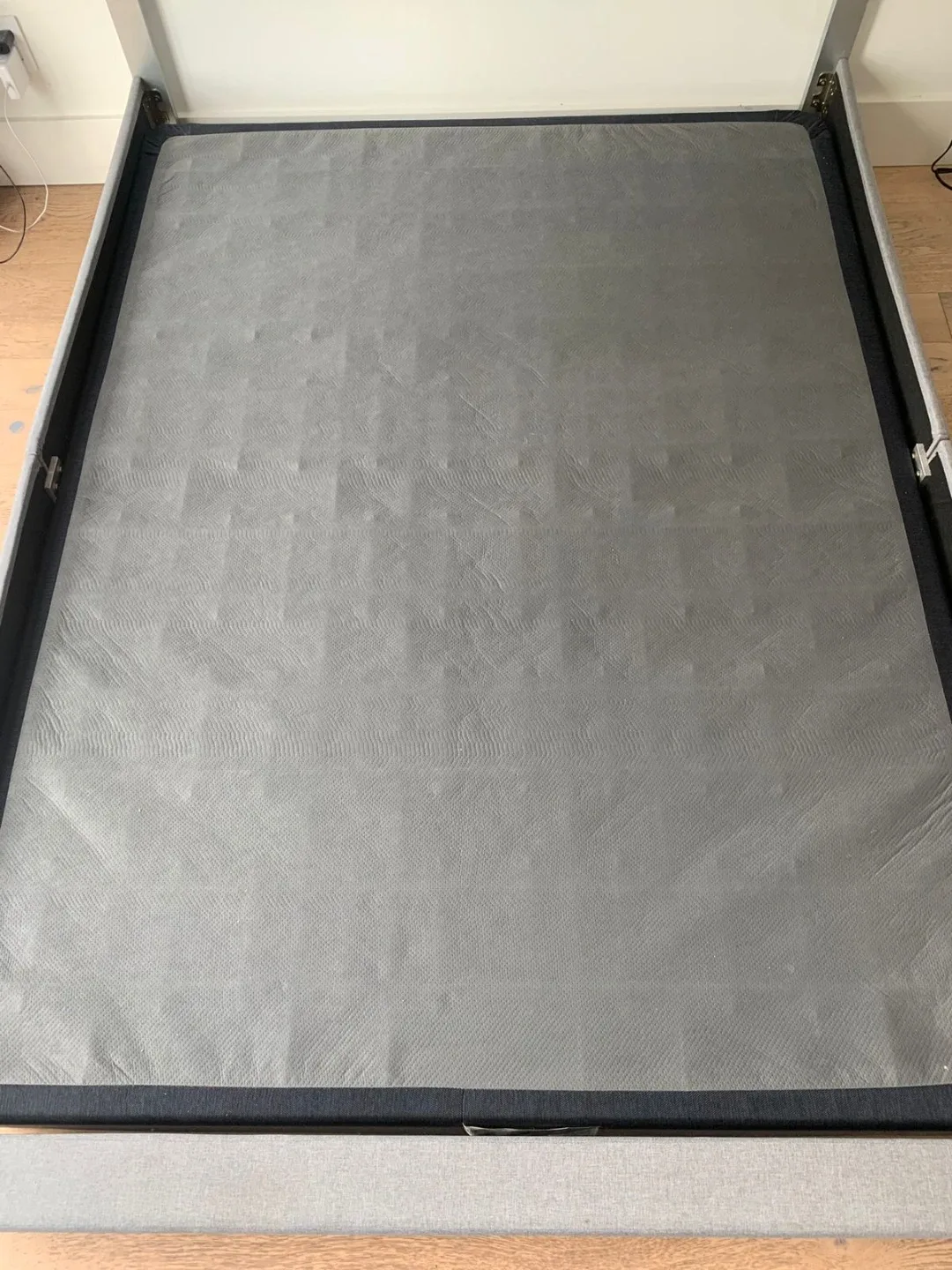 Grey Upholstered Platform Bed Frame image indicator(4)