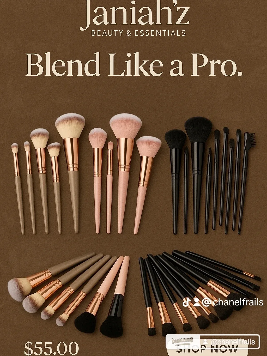 Janiahz Beauty 15-Piece Makeup Brush Set