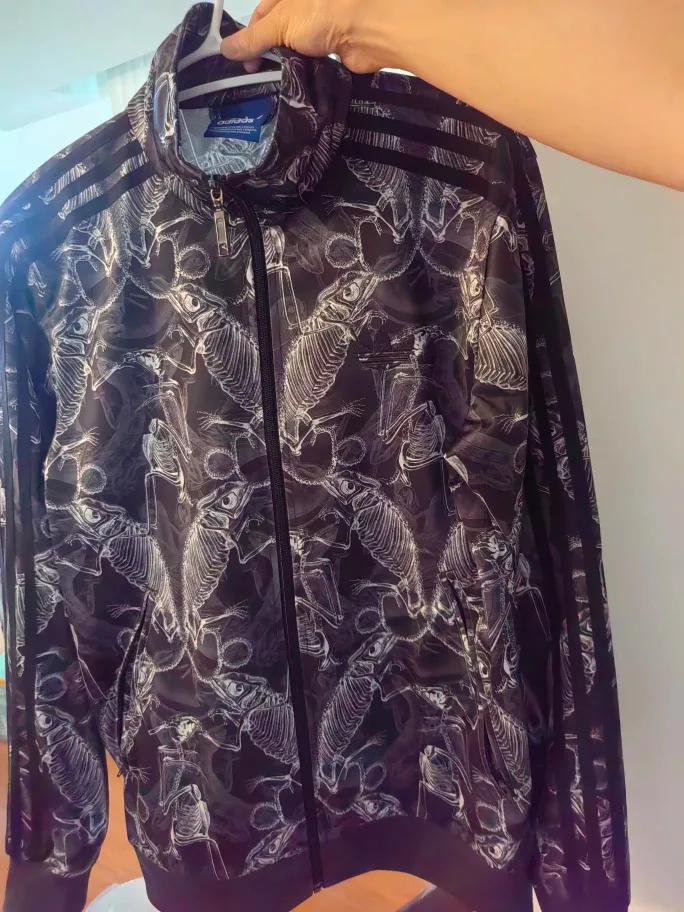 Adidas Track Jacket Black with Lizard Print