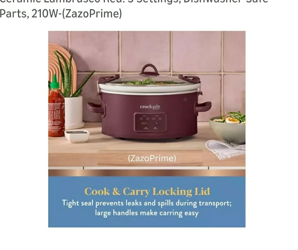 Crockpot Cook & Carry Locking Lid Slow Cooker - photo 3