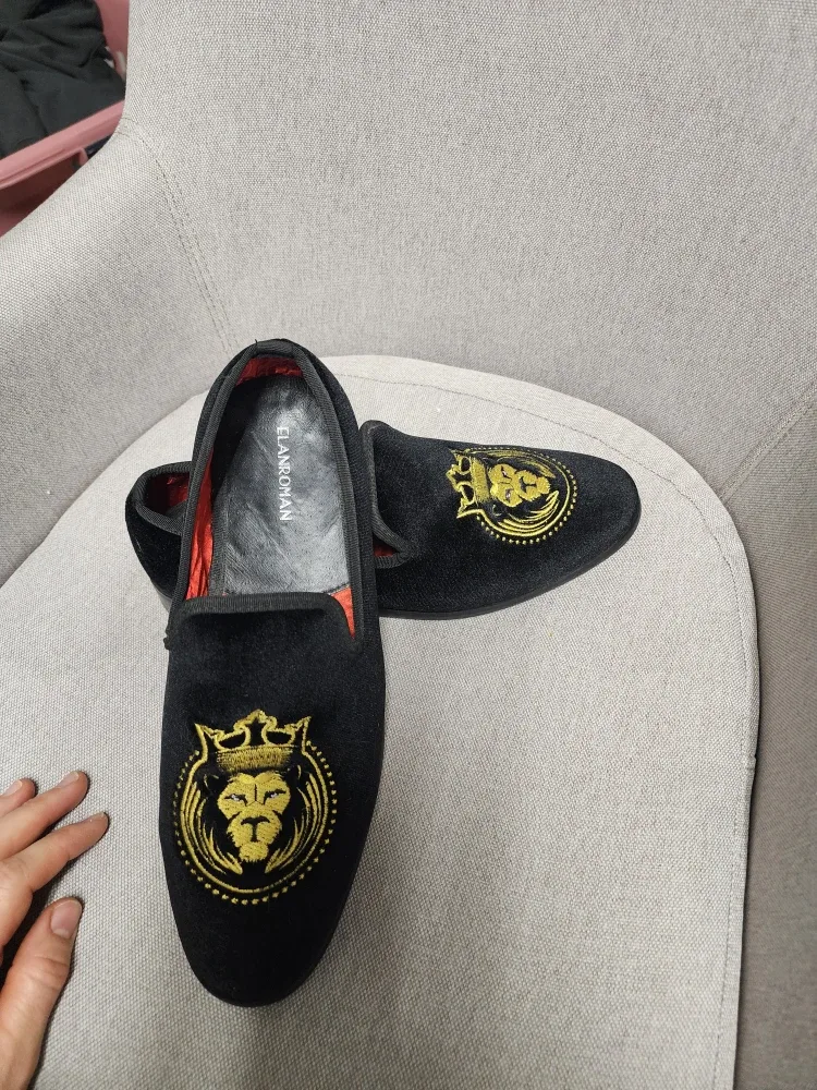 Elan Roman Black Velvet Loafers - Size 41