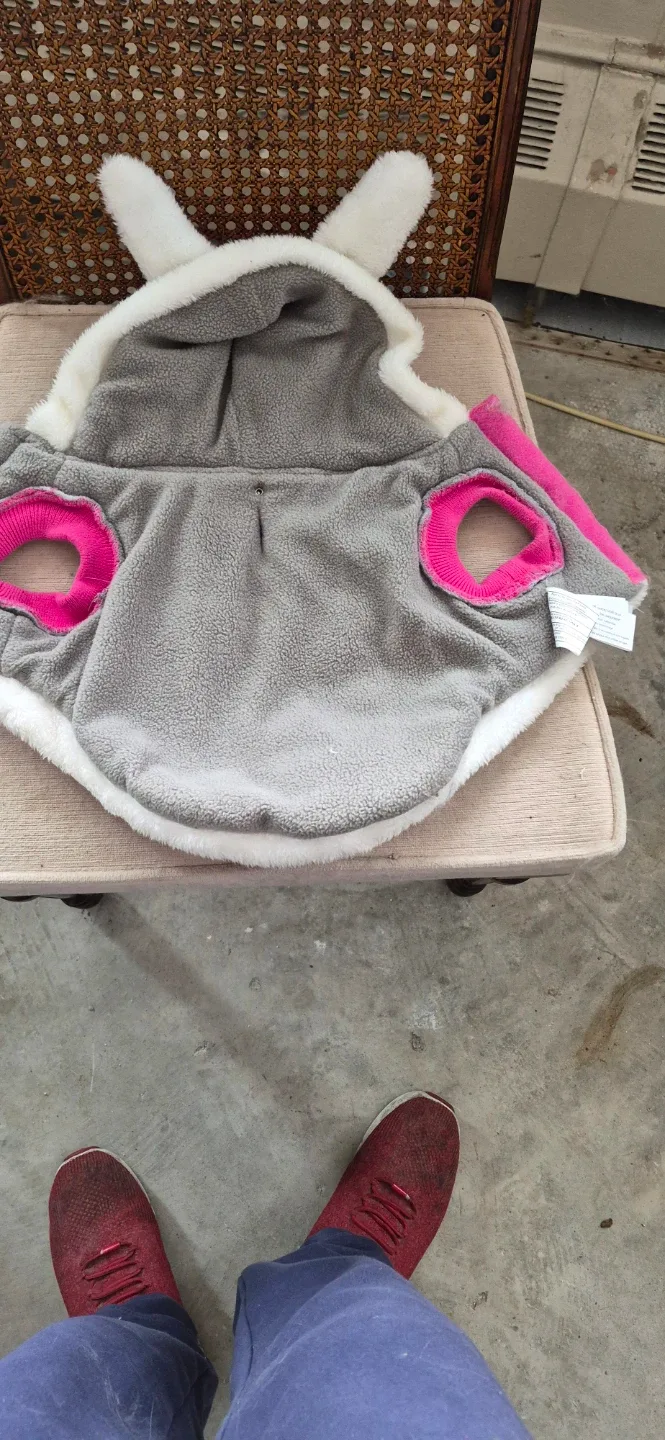 Pet Life Grey/Pink Bunny Hooded Dog Coat - Small image indicator(2)