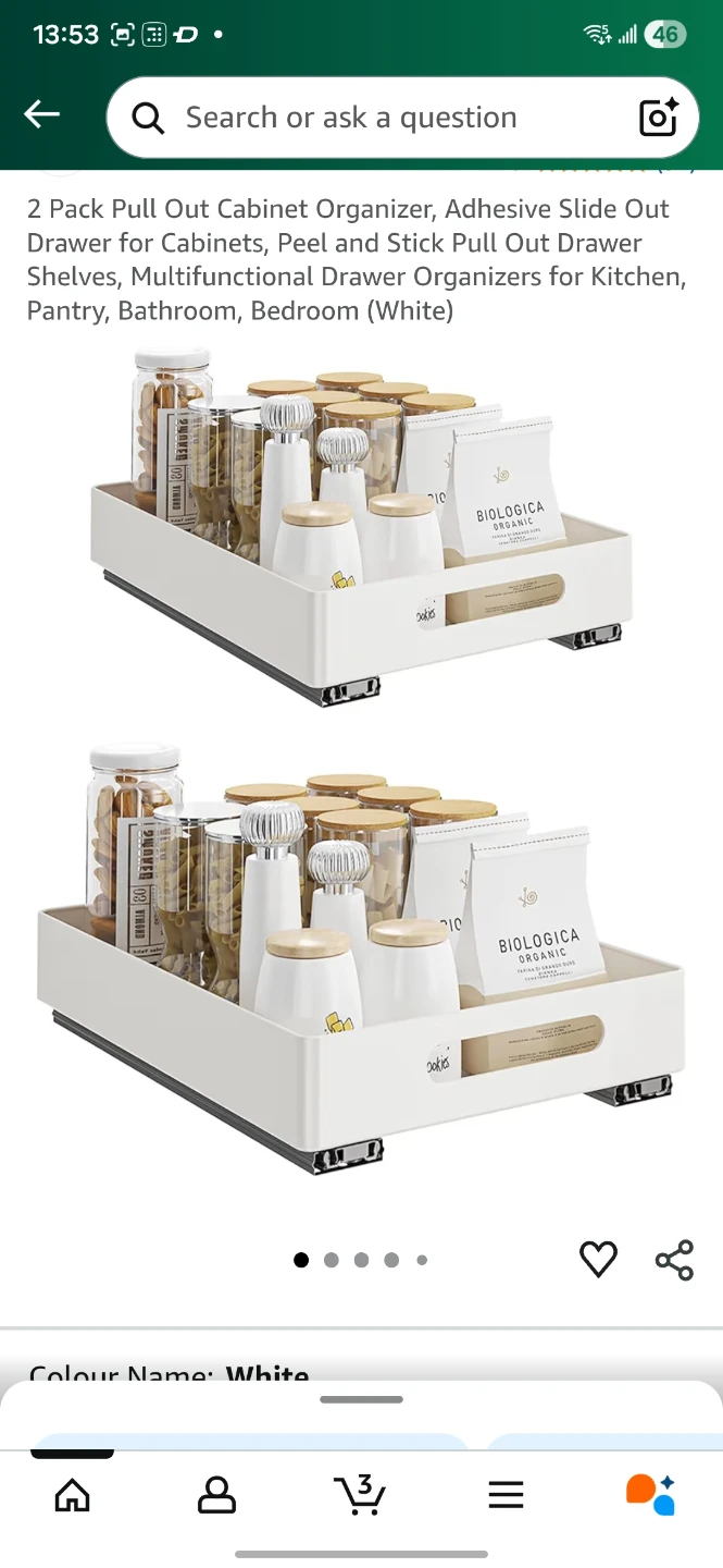 Pull Out Cabinet Organizer - White 2 pack