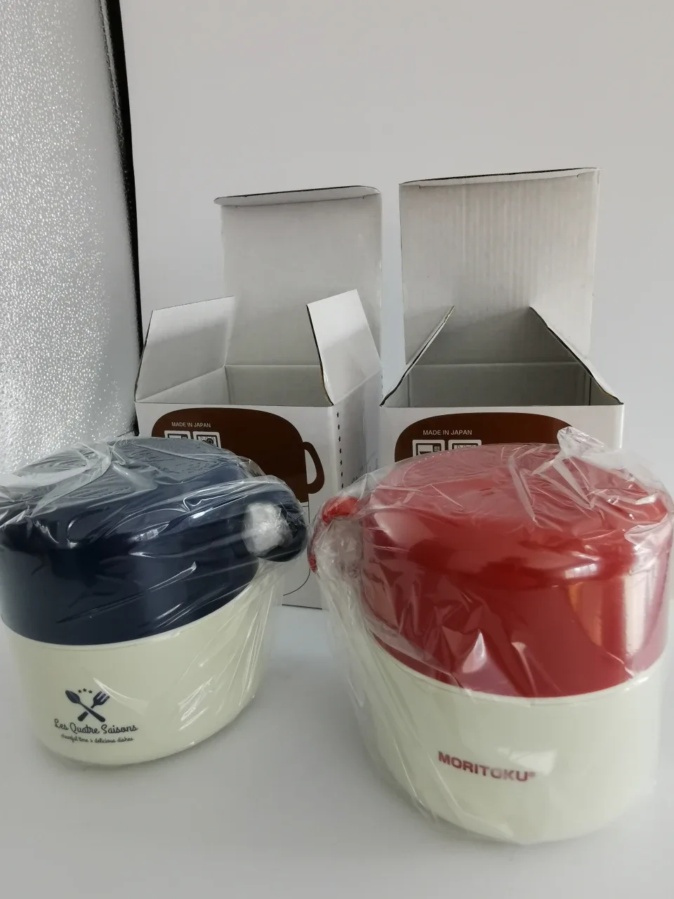 Moritoku Cup Lunch Bento Box - Set of 2 (red/blue)