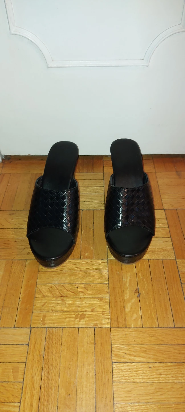 Black Wedge Heel Slides - Size 9 - photo 2