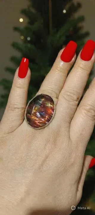 Vintage Silver 925 Iridescent Stone Ring