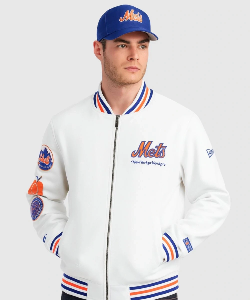 New Era MLB New York Mets White Varsity Jacket - photo 5