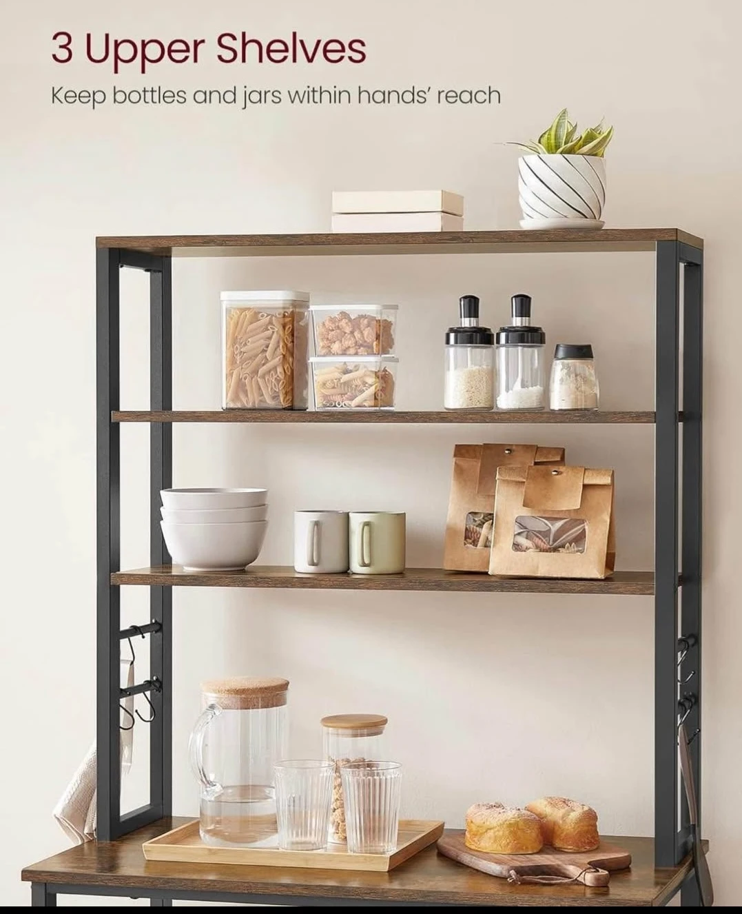 Rustic Brown Kitchen Baker's Rack with Shelves - photo 5