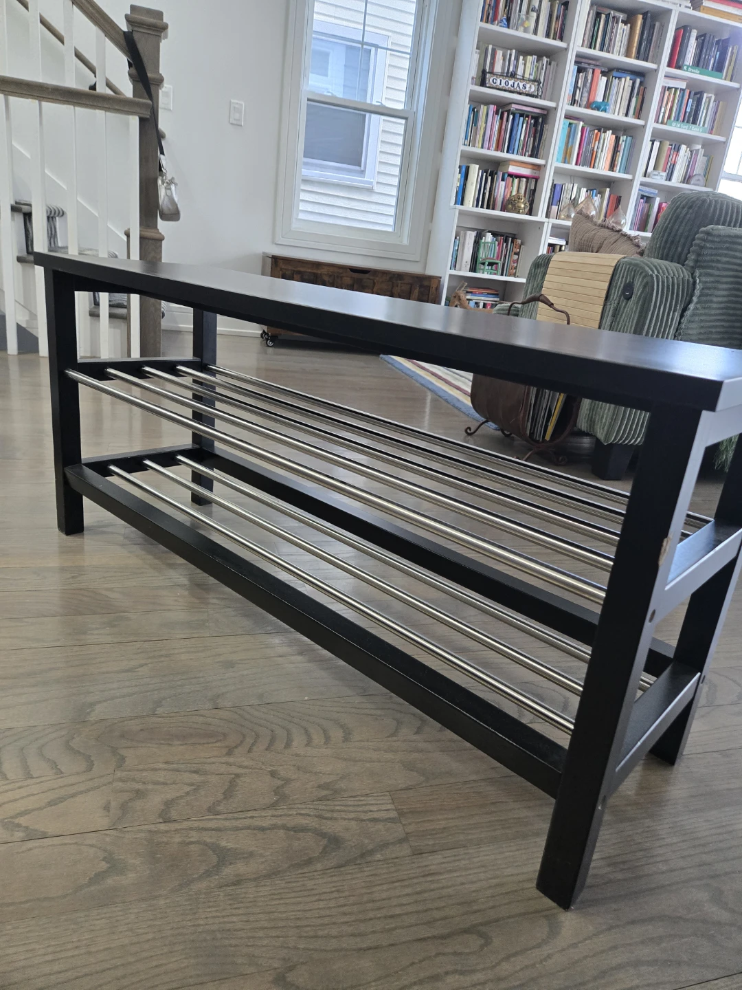 Black Shoe Rack Bench - photo 3