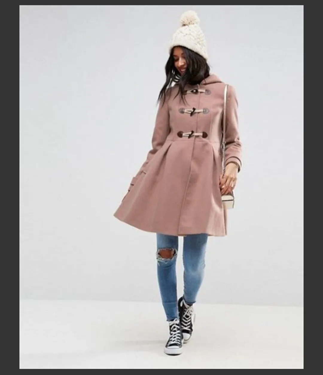 NEW ASOS camel toggle duffle peacoat w hood image indicator(2)