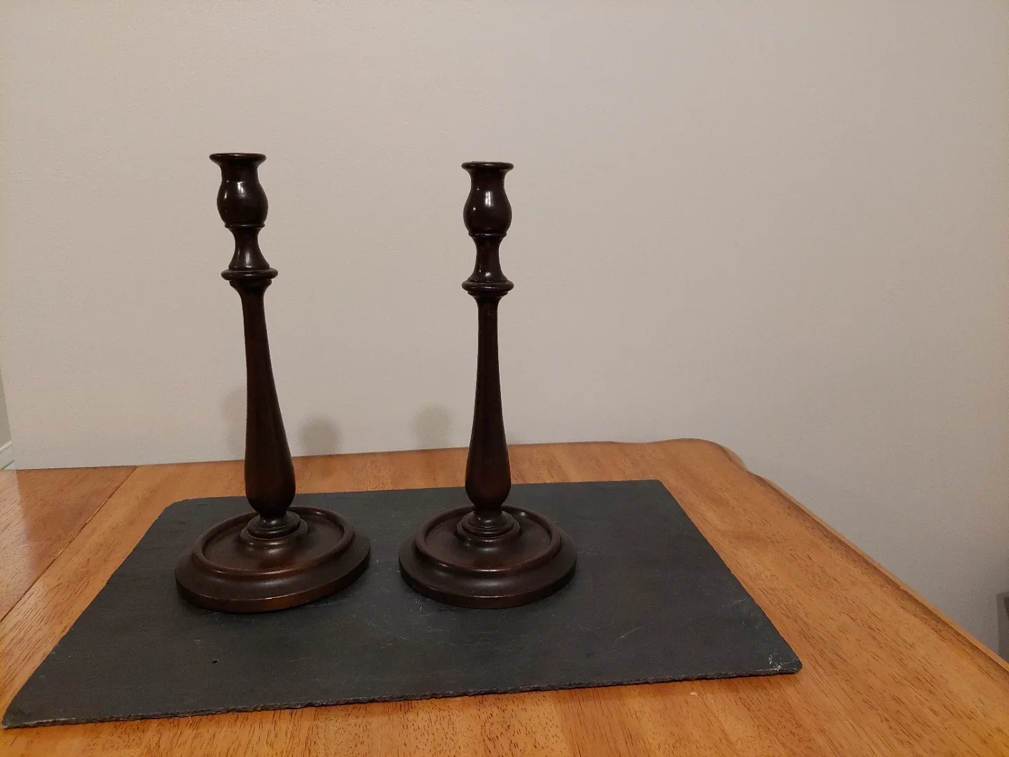 Pair of Vintage Wooden Candlestick Holders