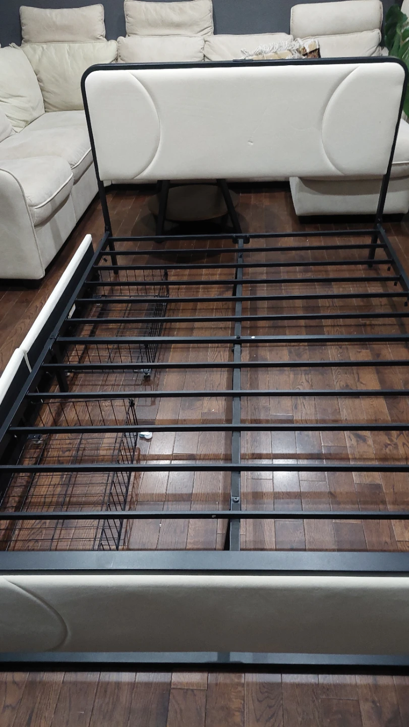 Upholstered Platform Bed Frame with USB Ports