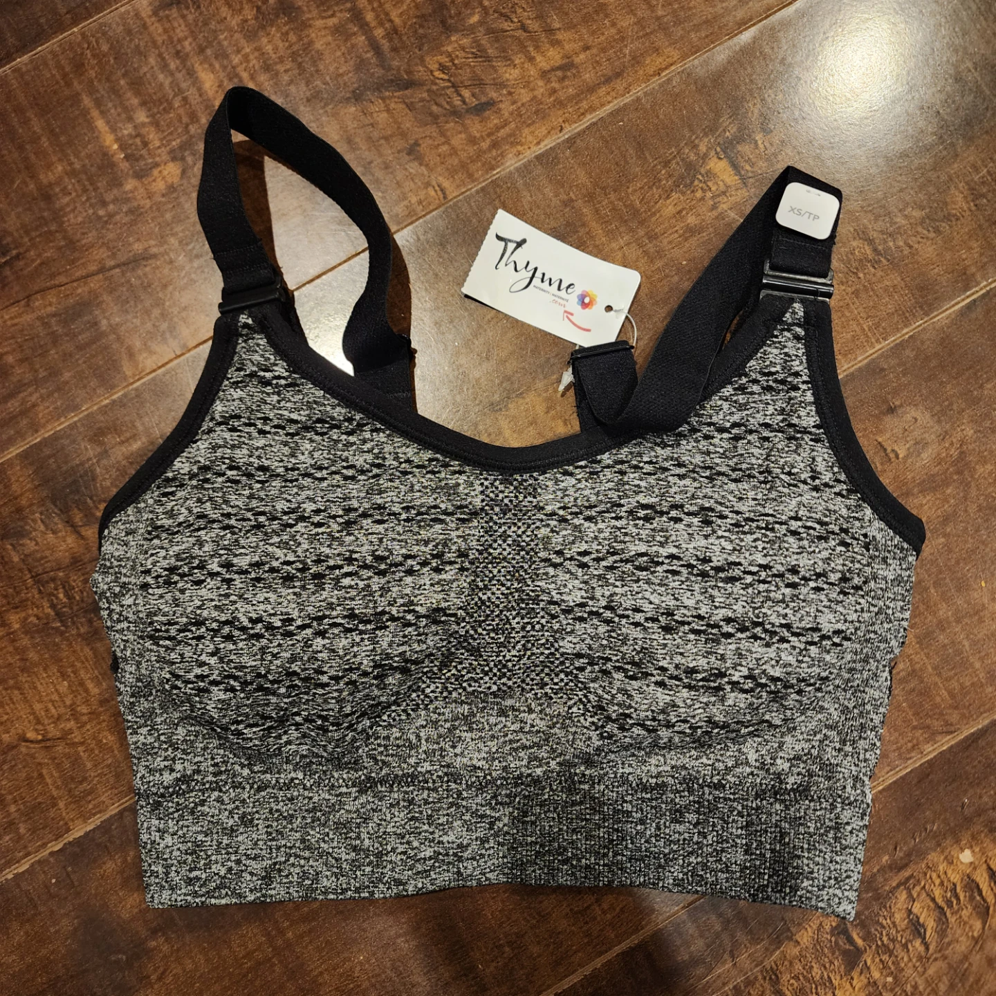 Thyme XS/TP Sports Bra - Grey & Black