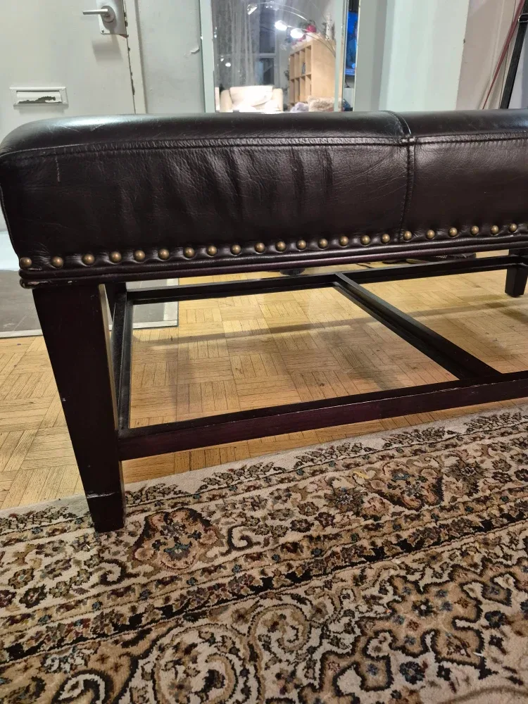 Brown Leather Ottoman Bench image indicator(3)