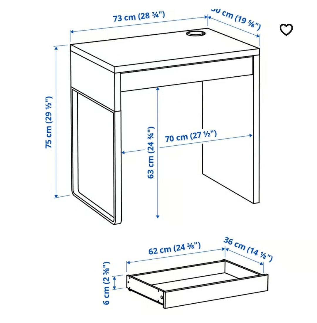 IKEA MICKE White Desk with chair , plz see the description - photo 5