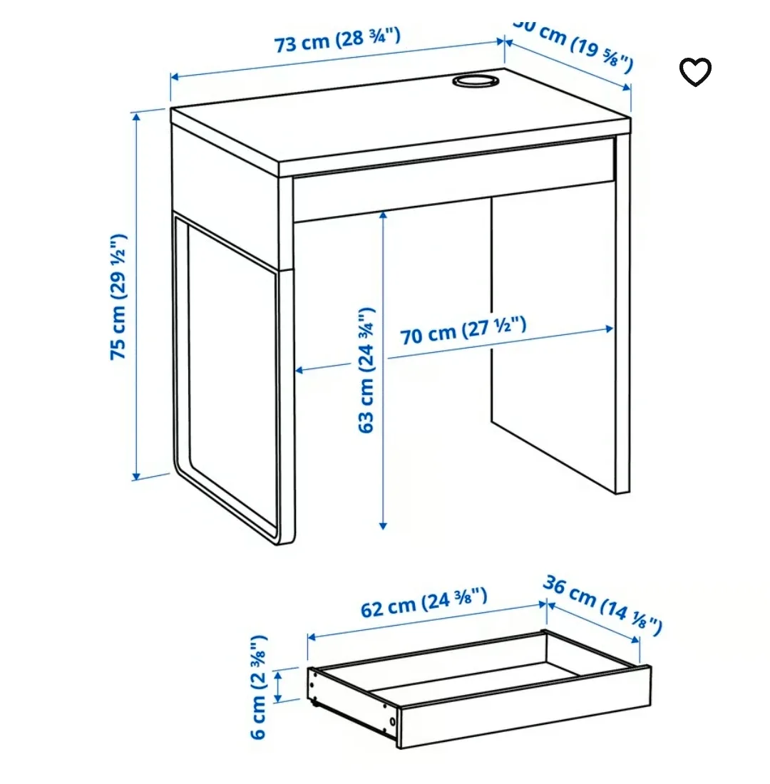 IKEA MICKE White Desk with chair , plz see the description image indicator(5)
