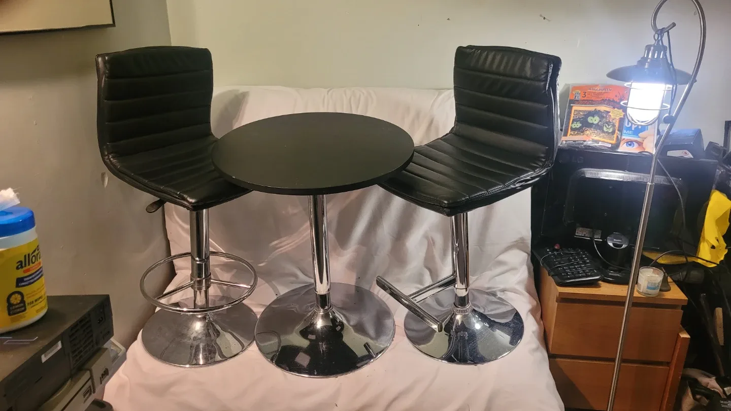 Bar Table with 2 Stools - Black image indicator(2)