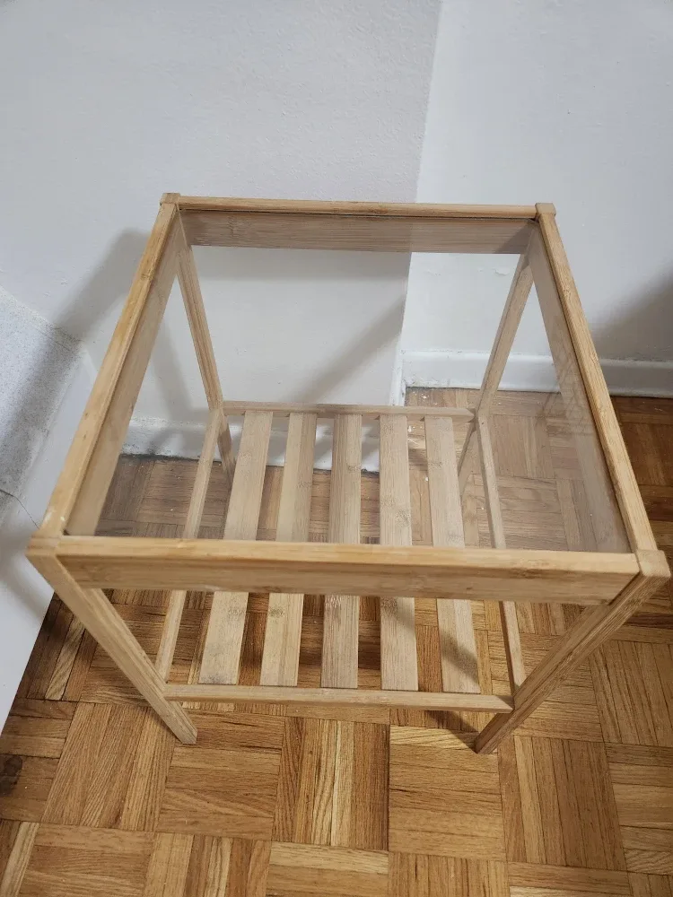 Bamboo Side Table with Glass Top image indicator(2)