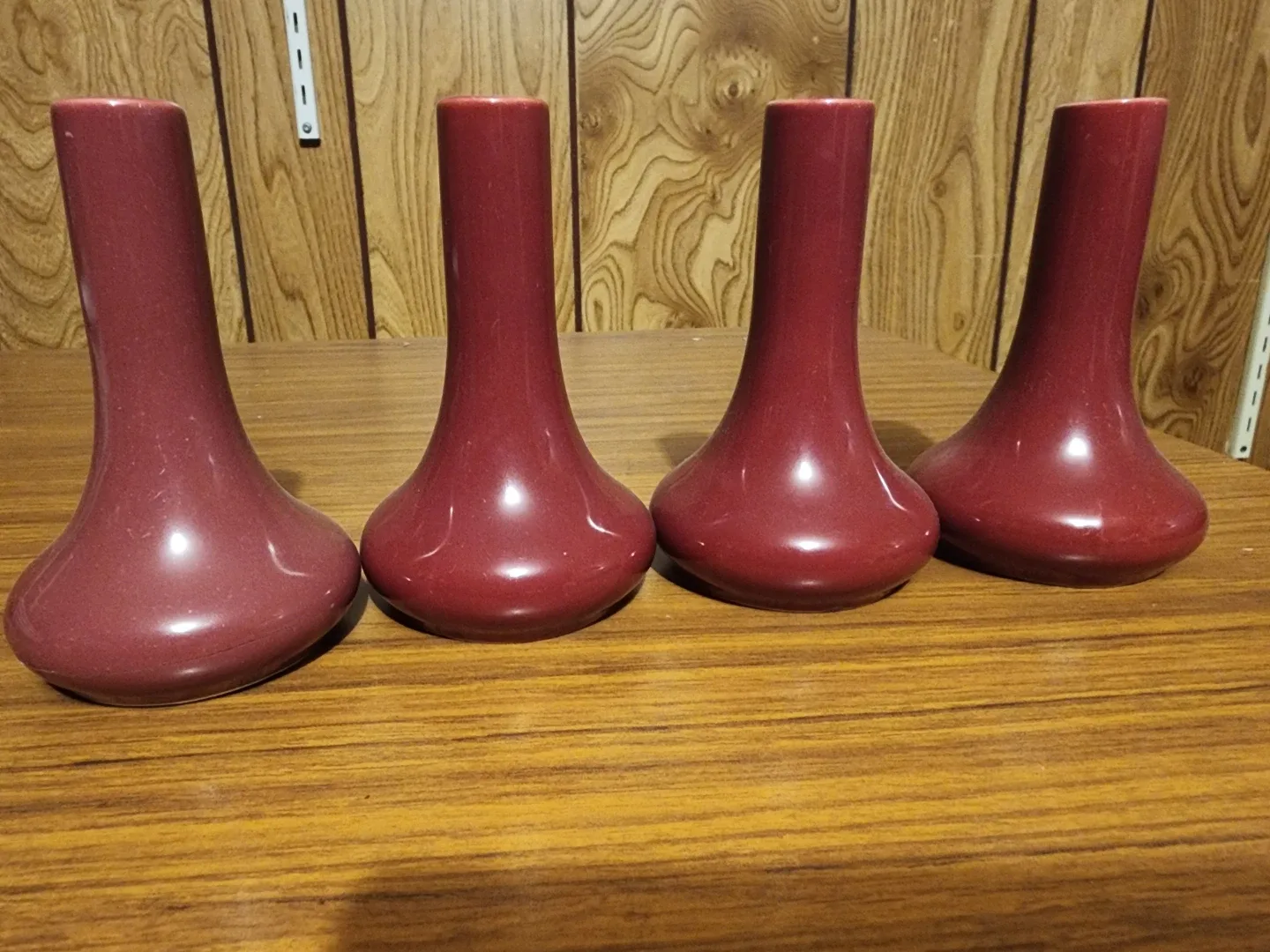 Set of 4 Burgundy Vases