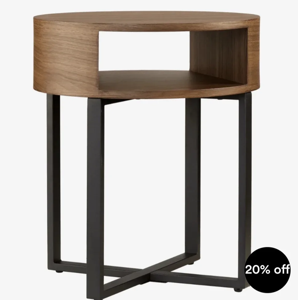 Bouclair  wood & Metal Round Side Table