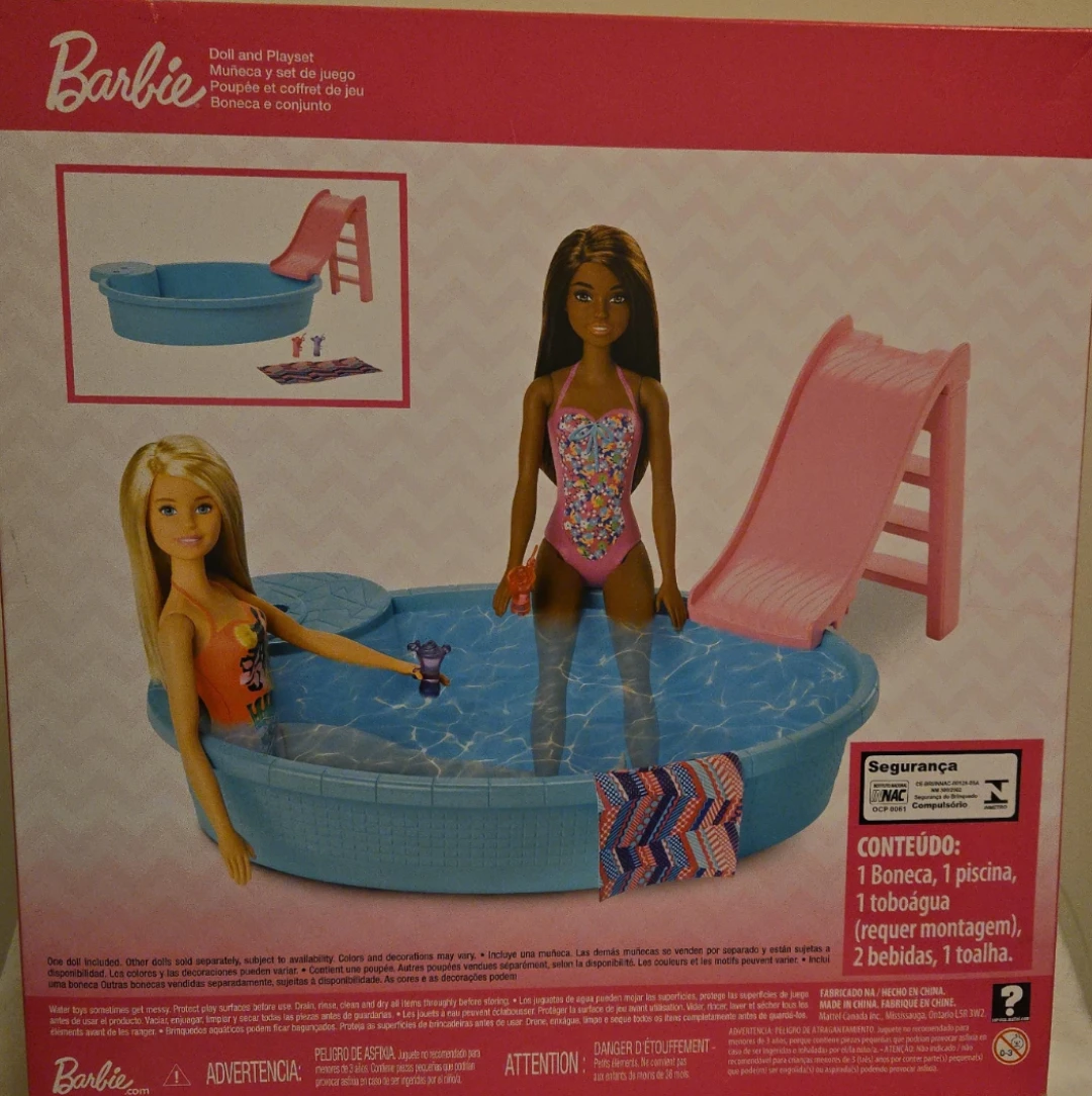 Barbie Doll and Playset with Pool & Slide for age +3