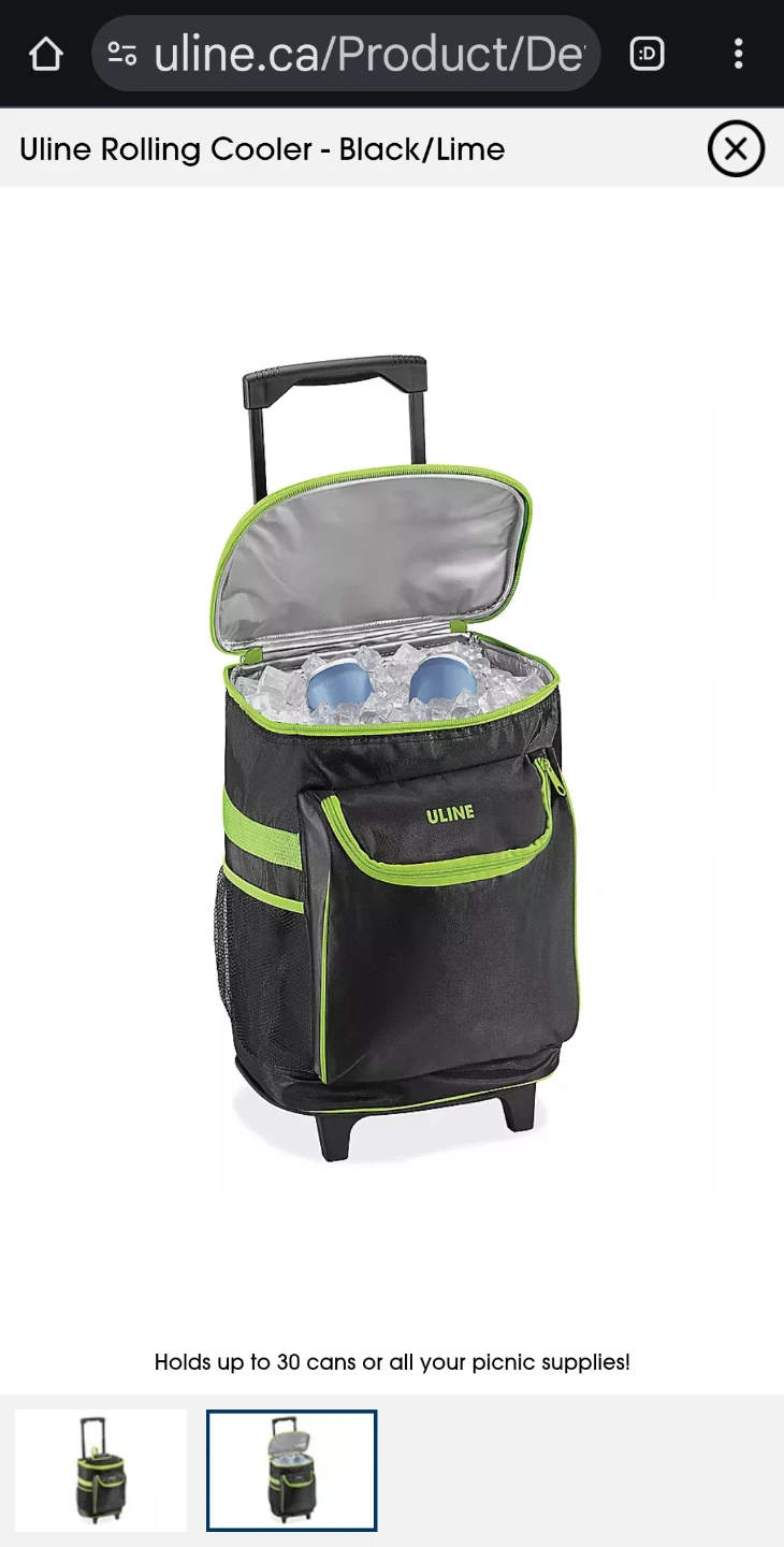 Uline Rolling Cooler - Black/Lime NEW - photo 3