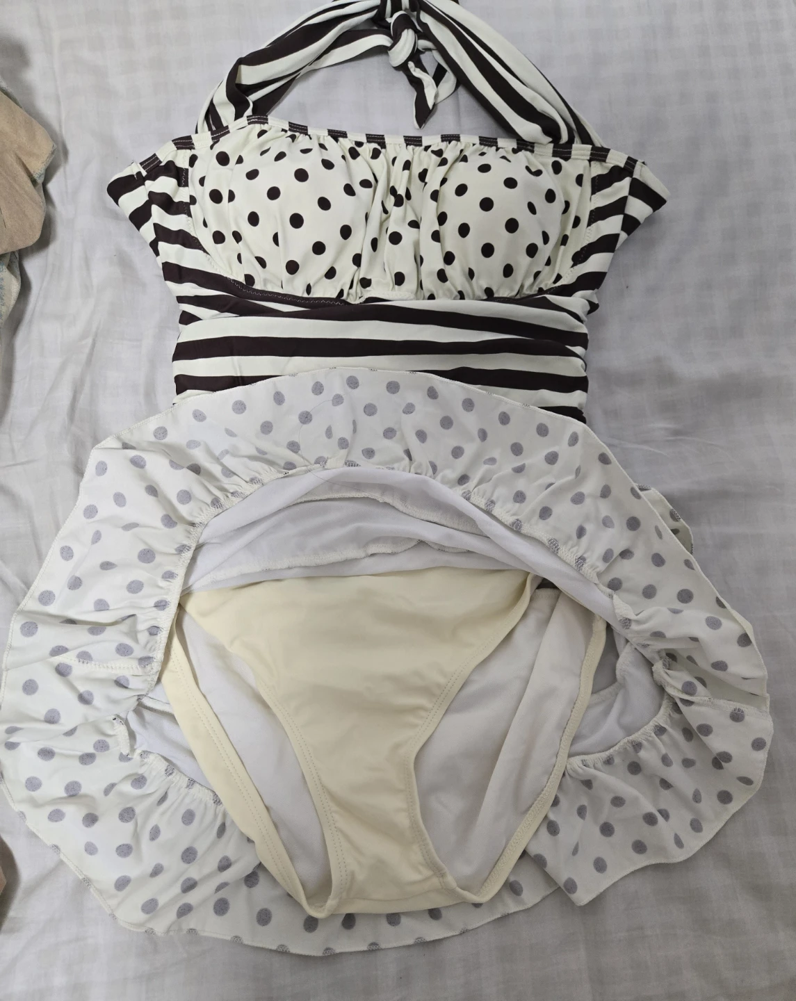 Swimsuit Dress - Brown & White - photo 3